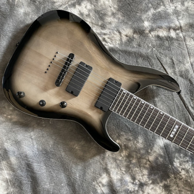 Custom H-408 Electric Guitar 7-strings String-Through Black Burst HH Pickups