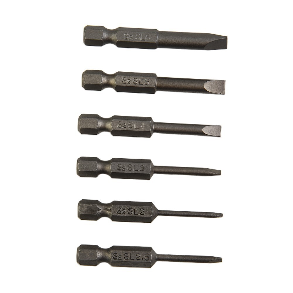Heavy Duty Tools 6pcsset Slotted Tip Screwdrivers Bits 50mm