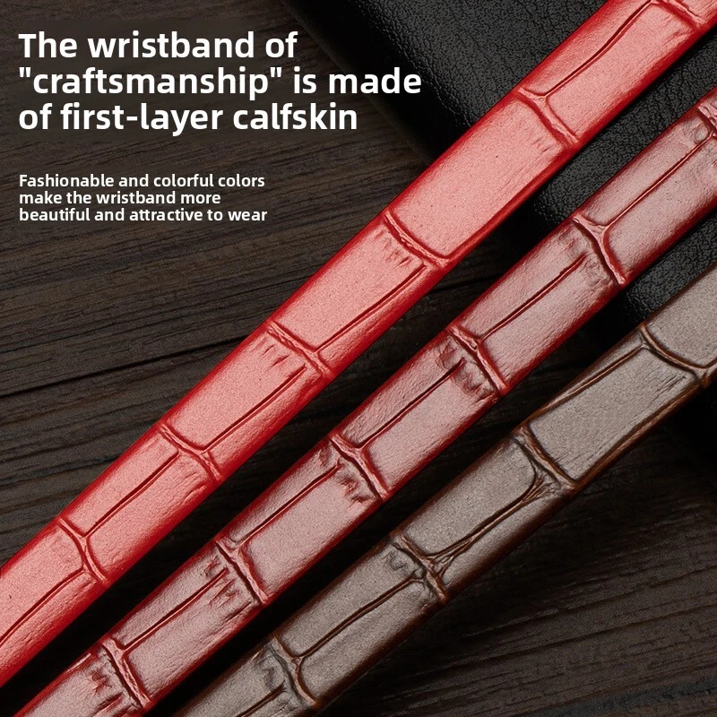 Crocodile Grain Calf Genuine Leather Watch Straps Ladies One Piece Band 8mm 10mm - Image 3 of 4