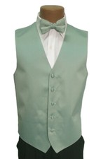 Men's Zelente Mint Green Tuxedo Vest with Matching Bow Tie Size LL Tall