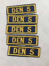Cub Scout Den Number 5 set of 5 clear plastic back BSA Rank Patch