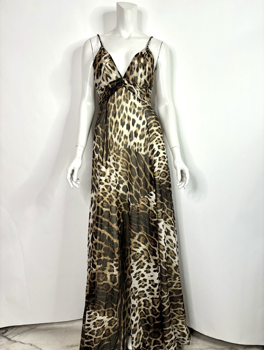 Vtg Roberto Cavalli for H&M Long Leopard Print Silk Dress S Vtg Roberto Cavalli for H&M Long Leopard Print Silk Dress S