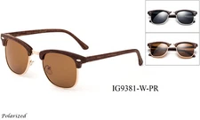 Polarized Sunglasses Horn Rimmed Wood Look Classic Frame Retro Vintage UV 100%