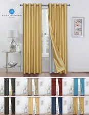 2 Pack Double Layered 100% Blackout Window Curtains - Assorted Colors & Sizes