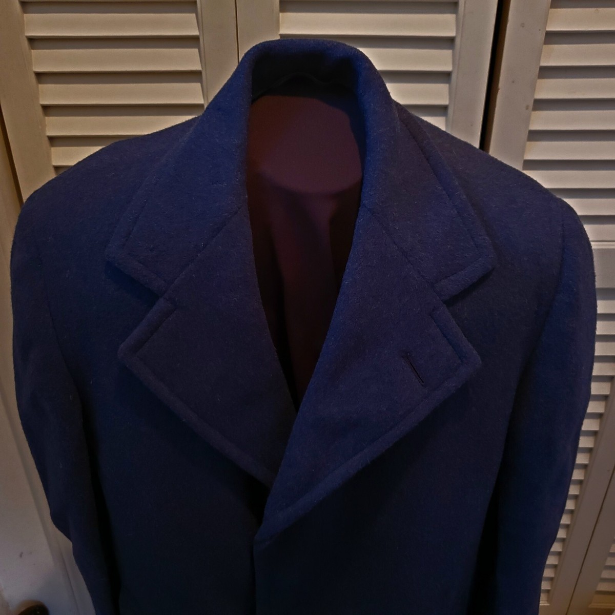 Vintage JOSEPH'S Wool Coat Mens Blue Long Winter Overcoat Coat