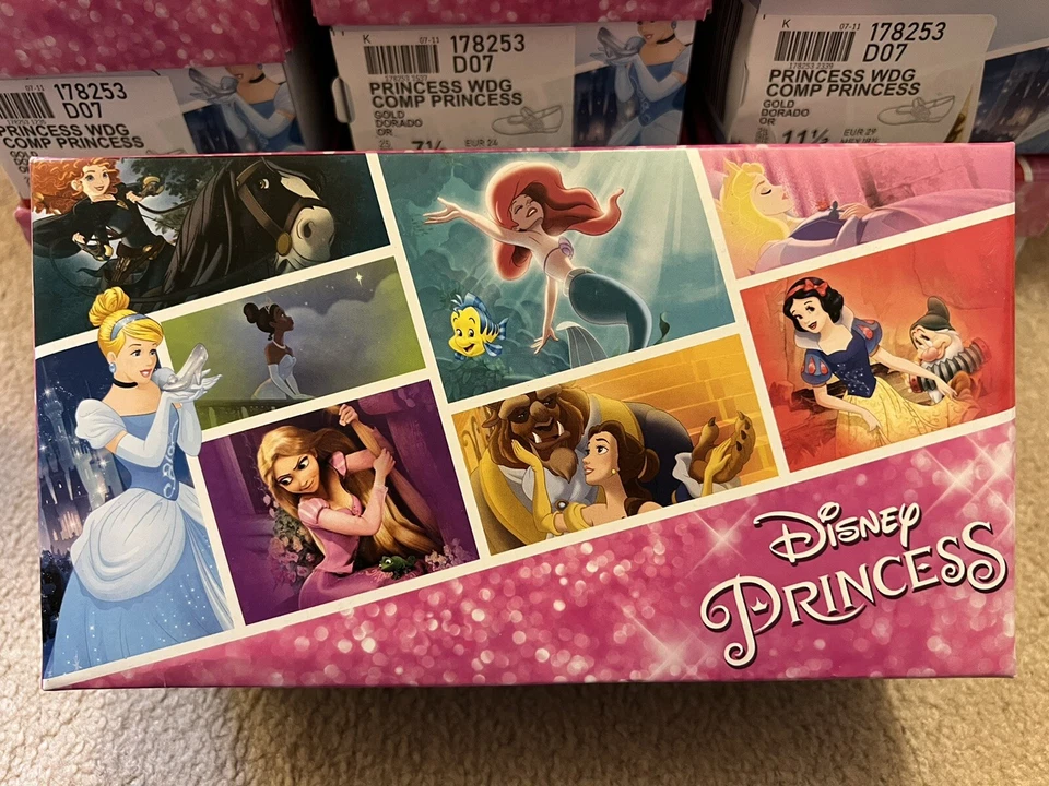 Vestido infantil feminino princesa Disney dourado Belle Cinderella tamanhos EUA 5-11.5 - Imagem 2 de 4