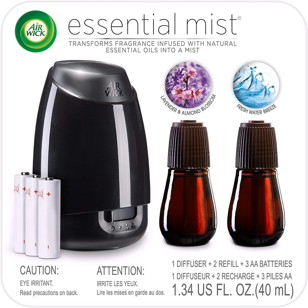 Air Wick Essential Mist, Essential Oil Diffuser, (Diffuser + 2 Refills) ~  NEW