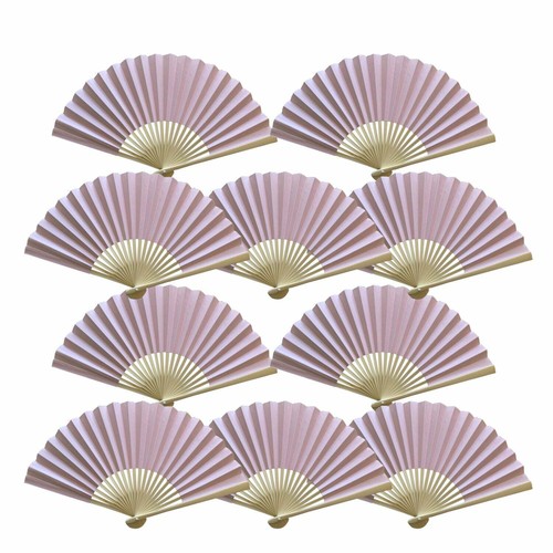 9" Rose Quartz Paper Hand Fans for Weddings, Premium Paper Stock (10 Pack) (Esti - Picture 4 of 4