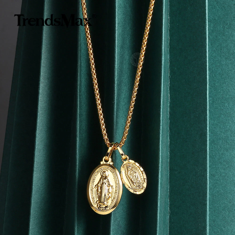 Tiny Virgin Mary Necklace Gold Filled