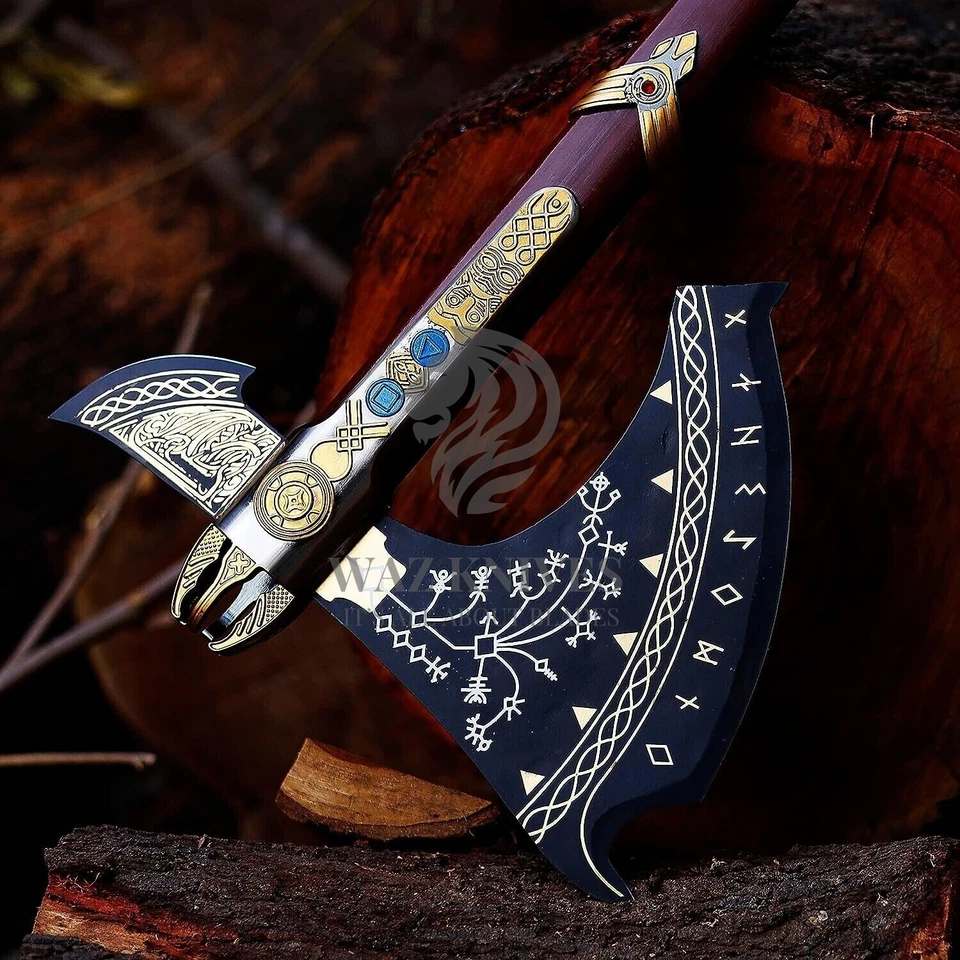 Handmade Kratos Axe Leviathan Axe from God Of War Fully Upgraded level 7 Axe - Image 2 of 4
