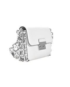 $498 EUC Michael Kors Optic White Silver Large Flap Piper Shoulder Handbag Purse 190864495590 | eBay