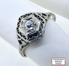 Antique Art Deco 1920's 14k White Gold Diamond Engagement Ring