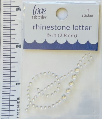 Letter Cursive S Rhinestone Sticker 1.5'' Clear Crystal Scrapbook Monogram Bling 