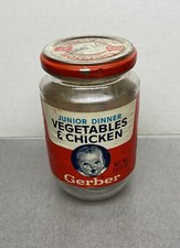 Vintage Gerber Baby Food Jar Retro Chicken Vegetables Paper Label
