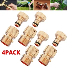 2pc Garden Hose Quick Connector Brass 3/4" GHT Thread Water Hose Fitting Adapter