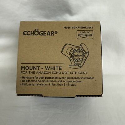 Echogear Wall Mount White For Amazon Echo Dot EGMA-EDM2-W2