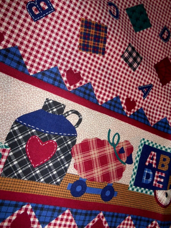 Primitive Country School House Gingham ABC Cranston Border Cotton Fabric 3 Yards - Image 4 of 4