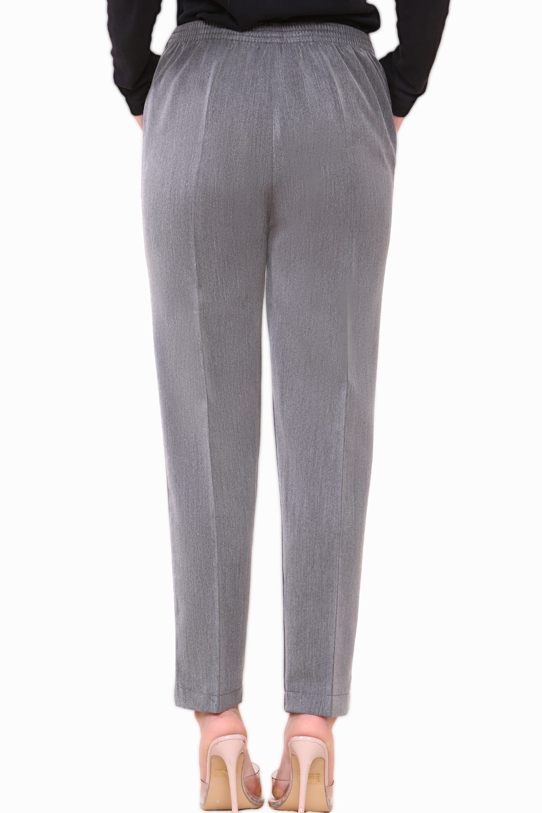 Women's Pleated Trousers In High Elasticated Waist & Wide Pleated Details Black - Foto 8