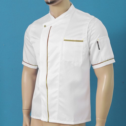 Mens Chef Jacket Coat Uniform Short Sleeve Cooker Kitchen Restaurant Work Tops - Picture 63 of 137