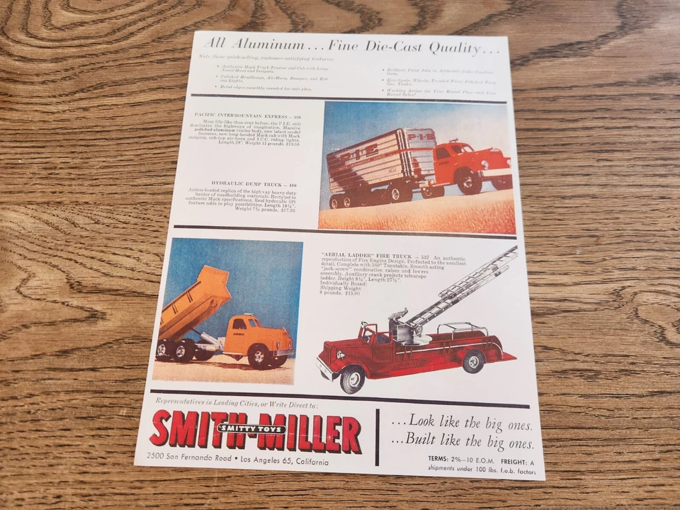 ЛИТЫЕ МОДЕЛИ ГРУЗОВИКОВ SMITH MILLER MIC БРОШЮРА 1955 — КОМБИНИРОВАННАЯ ДОСТАВКА - Изображение 2 из 2