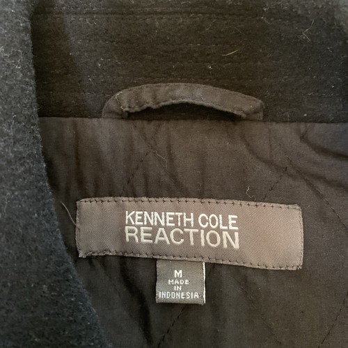 Kenneth Cole Reaction Black Double Breasted Wool Blend Peacoat Insulated - Picture 2 of 14