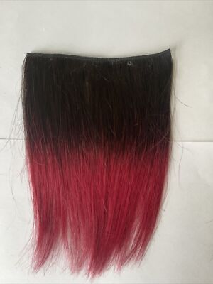 Echthaar Extensions Clip in Streifen 1 Stück T1B/Burgund 6  breit 8  lang