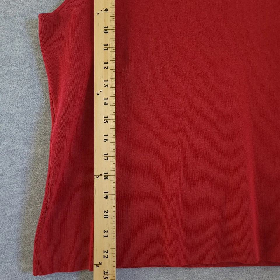 Camiseta sin mangas Charter Club para mujer roja mediana sin mangas mezcla de seda cuello redondo M Foto 4 de 4