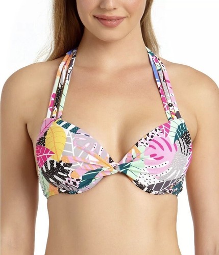 California Waves MULTI Juniors' Underwire Push-Up Bikini Swim Top Large NWT 5171