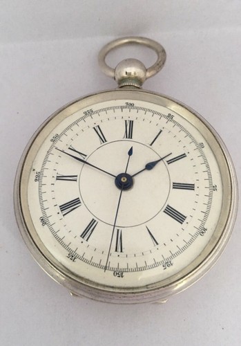 Antique Silver Plated Centre Seconds Chronograph Lever Pocket Watch - Picture 12 of 12