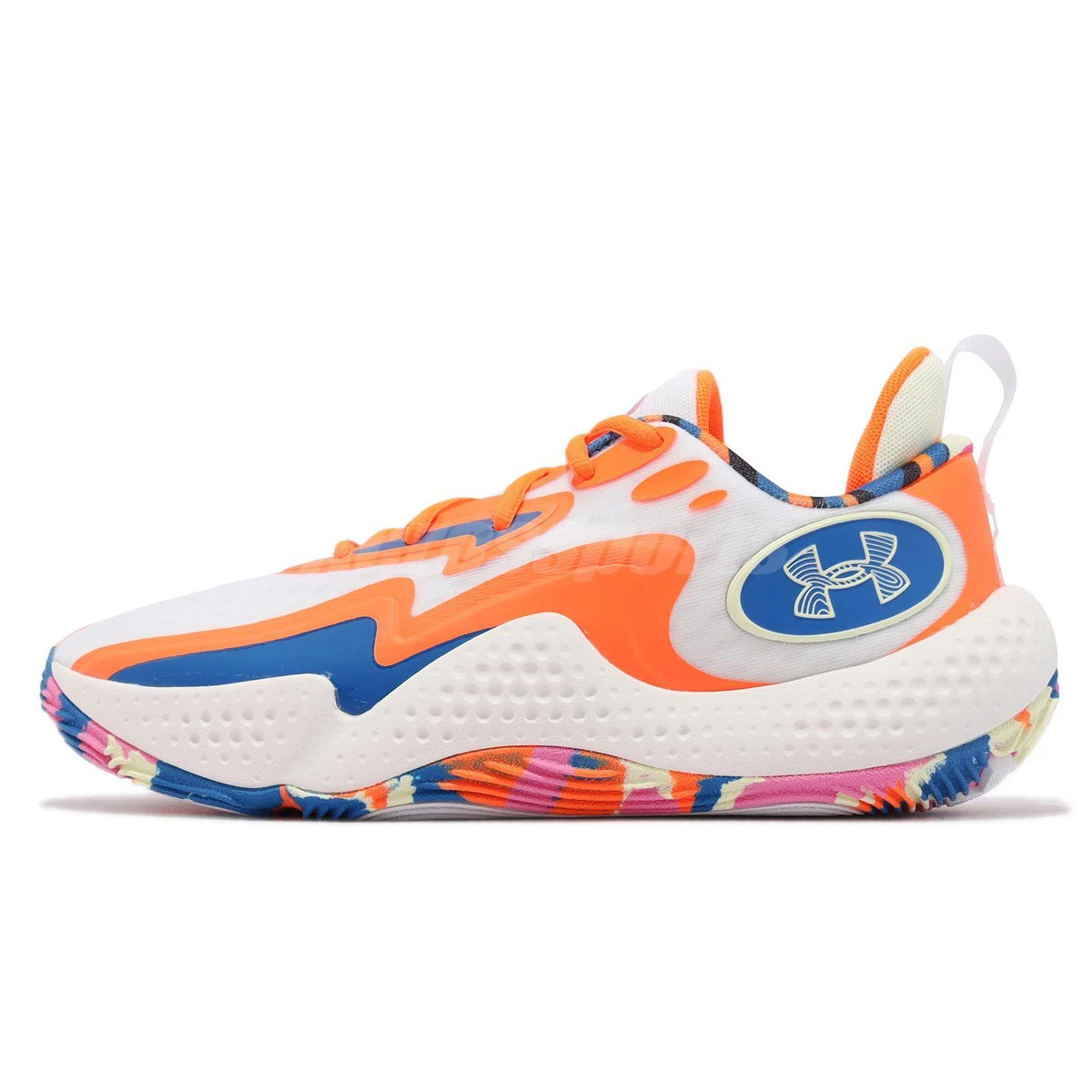 Under Armour Spawn 5 LE UA White Orange Blue Men Basketball Shoes 3026758 100