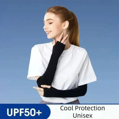 Fingerlose Armstulpen schwarz UV-Schutz Modal-Baumwolle atmungsaktiv dehnbar
