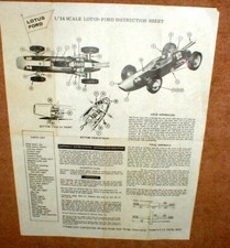 Strombecker Lotus Ford 1/24 Scale COPY of Instruction Assembly Sheet ONLY