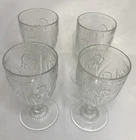 Four IRIS & HERRINGBONE Jeanette Clear Glass Co 4 Ounce Wine Port Goblet Stem