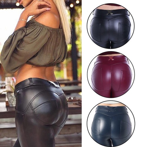 Sexy Women Leather Pants Heart Shape 