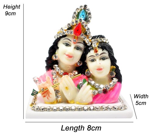 Marble, Radha Krishna Idol/Statue with Stonework - Picture 4 of 5