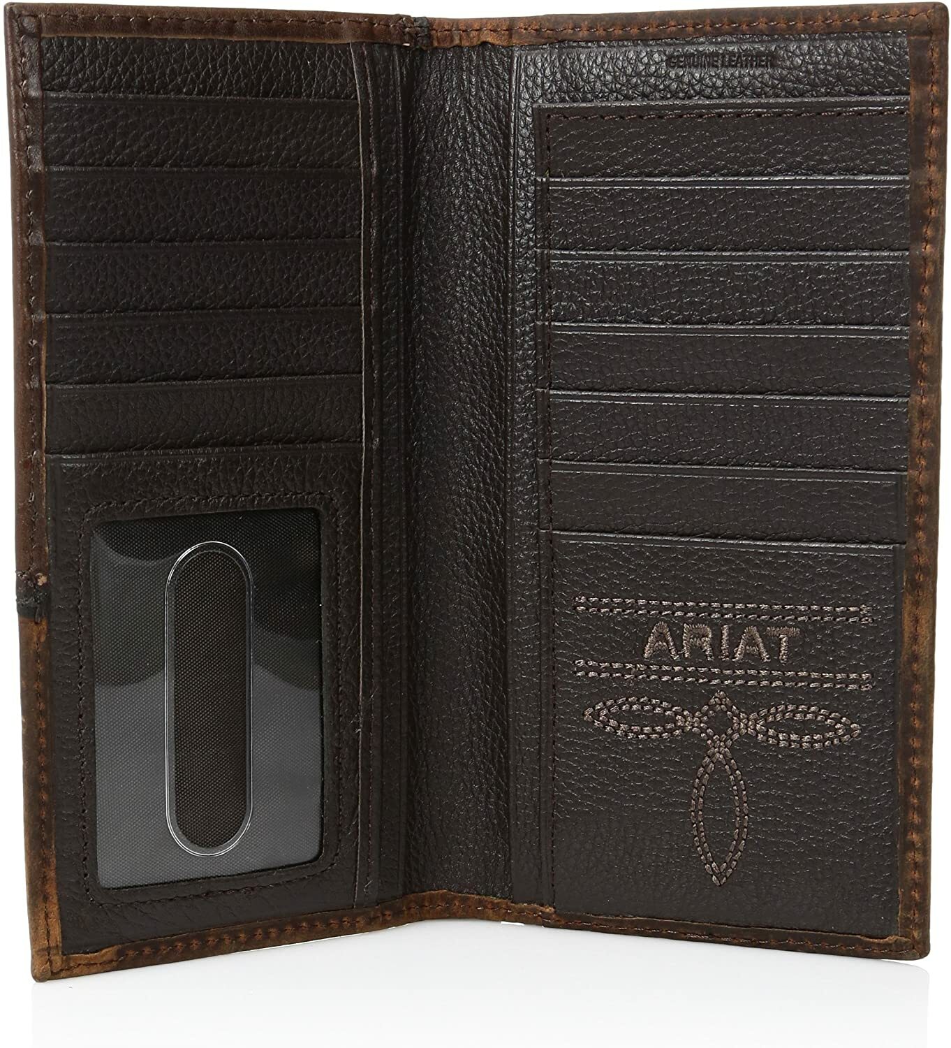Ariat Mens Cross Corner Inlay Rodeo Western Leather Checkbook Cover