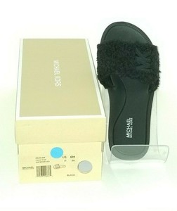 mk faux fur slides