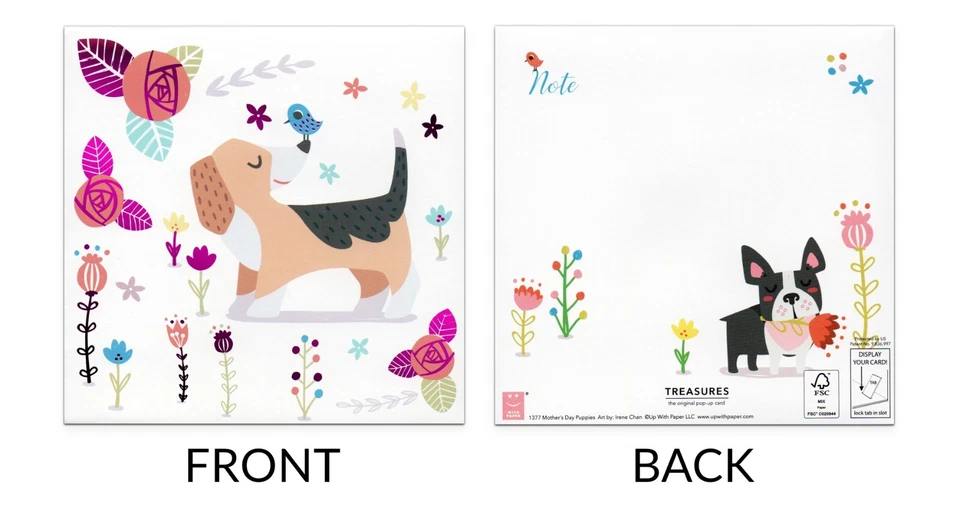 Cute Dogs MOTHER'S DAY Pop-Up Card, "Puppies" Art by Irene Chan — Up With Paper - Image 2 of 4