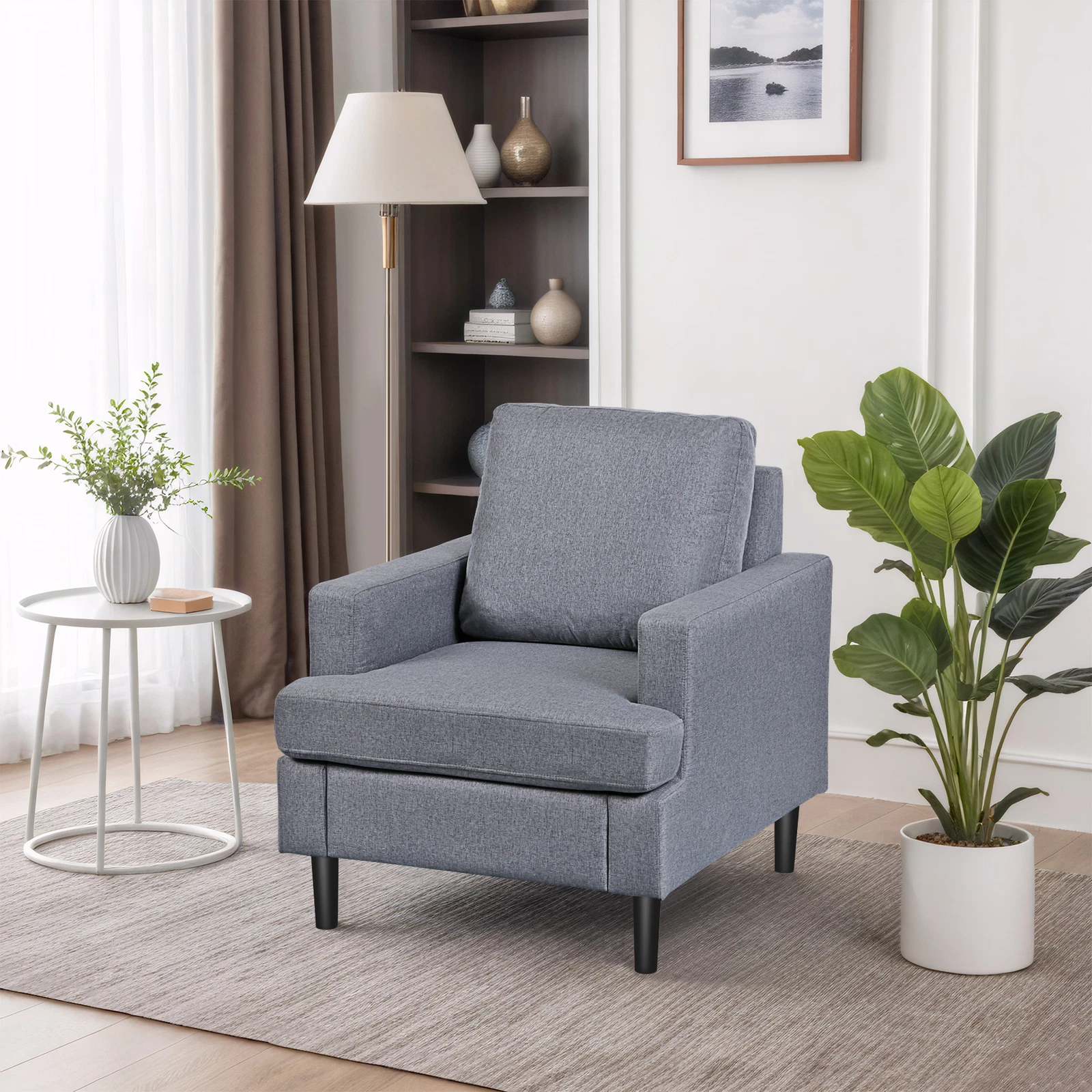 Modern Accent Chair Fabric Armrest Single Sofa Couch for Living Room Light Grey
Opens in a new windo