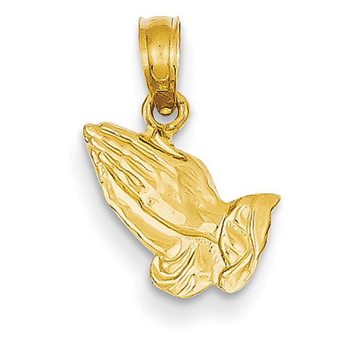 14k Yellow Gold Praying Hands Pendant 