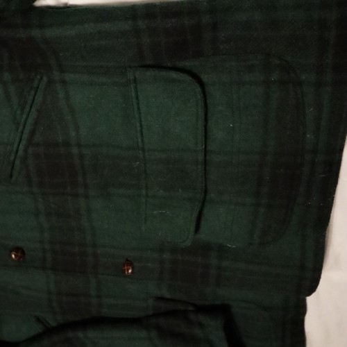 Vtg Boat Works Green Plaid Wool Button Up Work Chore Jacket Large Men’s Size XL - Picture 4 of 9