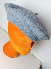 Vintage Women's Basque Beret Hat Gray Wool