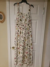 NWT CHRISTIAN LACROIX Multi Color Sleeveless Embroider Maxi Dress Sz L