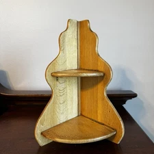 Vintage 10” Ornate Wood Folding Corner Wall Display Shelf 2 Tier Collapsible