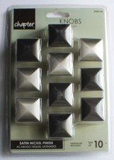 10 Pack of Cabinet Drawer Knobs with Satin Nickel Finish, Square Pyramid Style