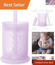 Safe Non-Slip Silicone Sippy Cup with Straw - For Toddlers Aged 6-18