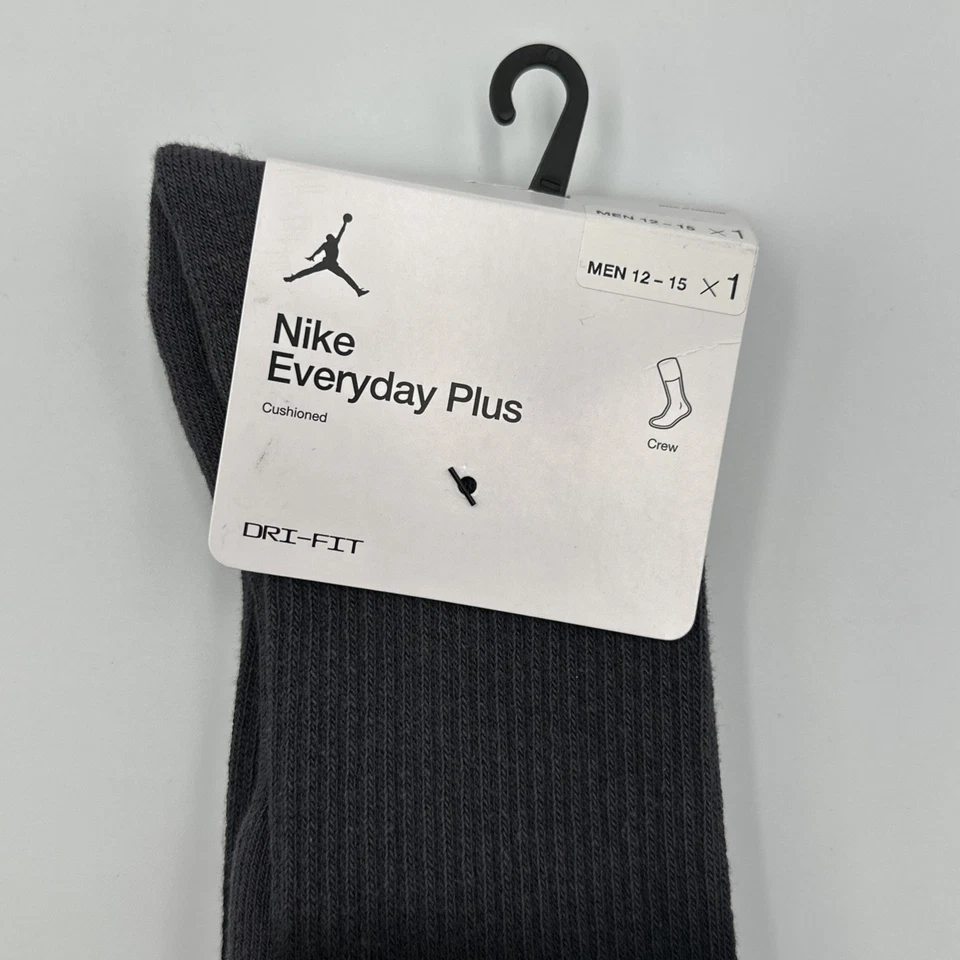 Jordan Everyday Plus Crew Socks - Black/Anthracite - XL (Men's 12-15) **2 PAIR** - Image 3 of 4
