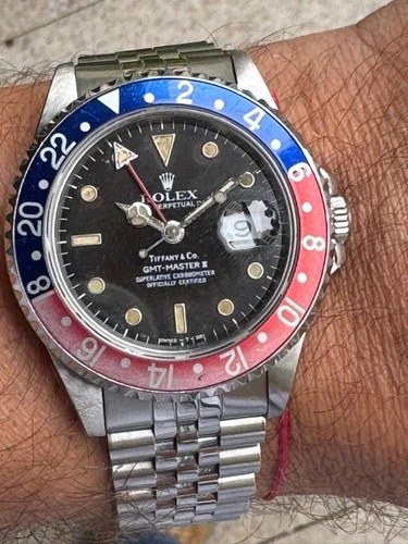 VINTAGE ROLEX GMT MASTER II TIFFANY & Co DATE 40MM CHRONOMETER N 16710 JUBILEE