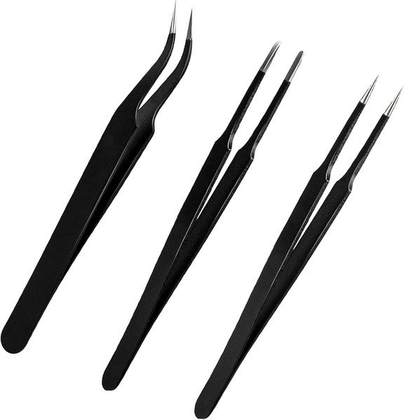 Pinzetten Set PräZisions Pinzette Gebogen Modellbau 3-Teilig Werkzeug-image