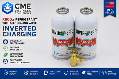 Enviro-Safe R-600a Refrigerant with 7/16'' Self Sealing K28 6 oz , 2 cans/tap